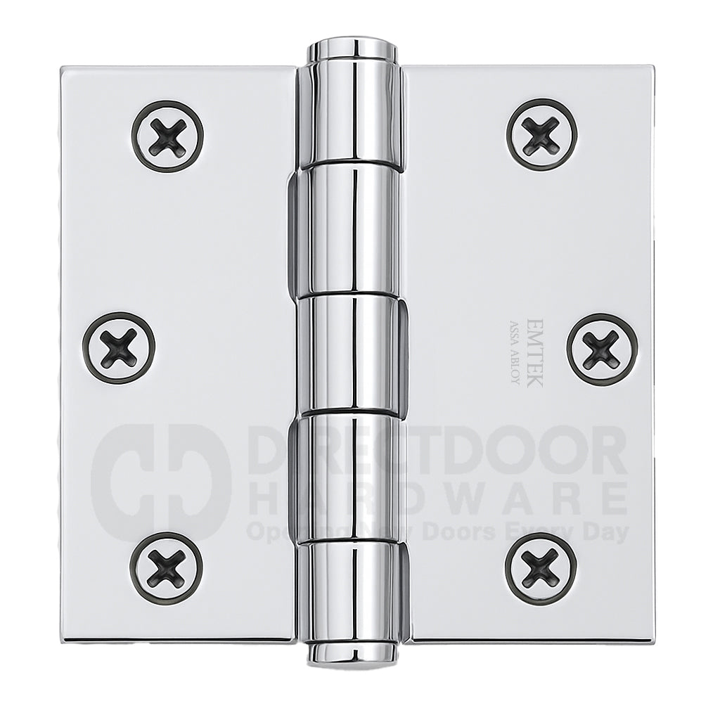 Emtek 3.5 Inch Residential Duty Door Hinges with Square Corners -Steel  (pair)