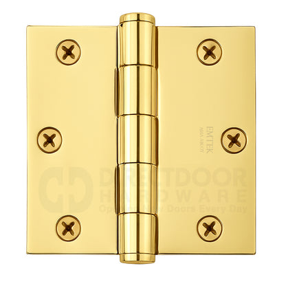 Emtek 3.5 Inch Residential Duty Door Hinges with Square Corners -Steel  (pair)