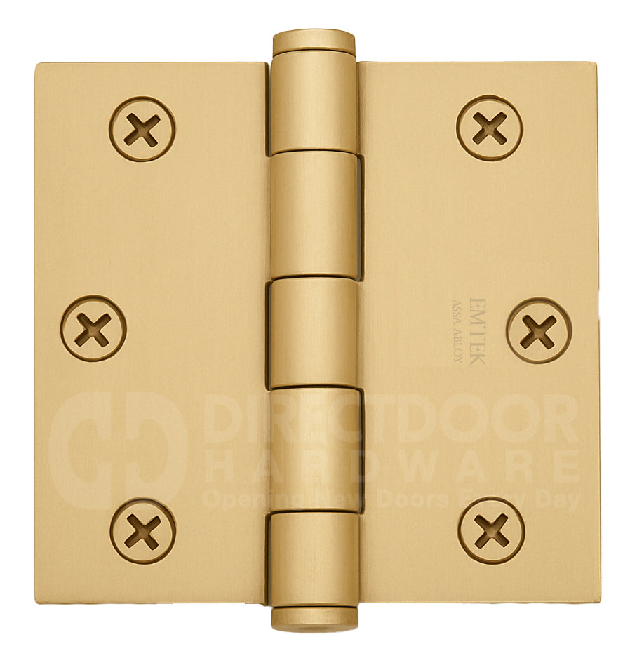 Emtek 3.5x3.5 Residential Door Hinge with Square Corners in Satin Brass