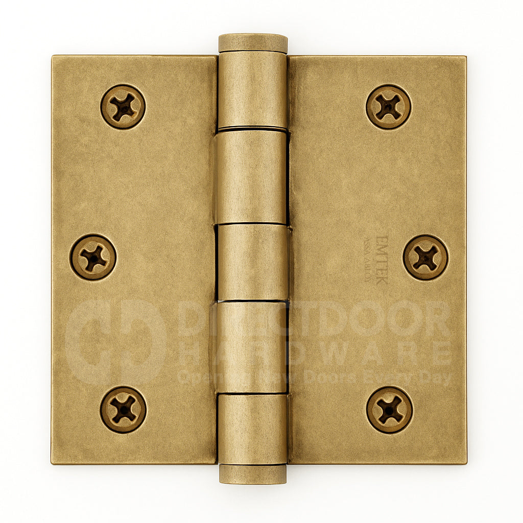 Emtek 3.5x3.5 Residential Door Hinge with Square Corners in French Antique