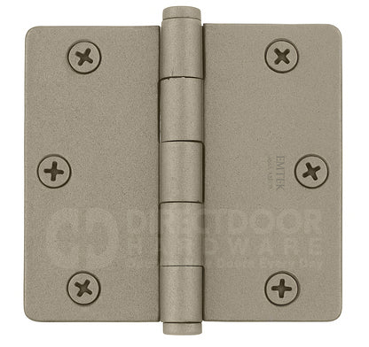Emtek 3.5 x 3.5 Inch Residential Duty Door Hinges with 1/4 Radius Corner in Tumbled White Bronze