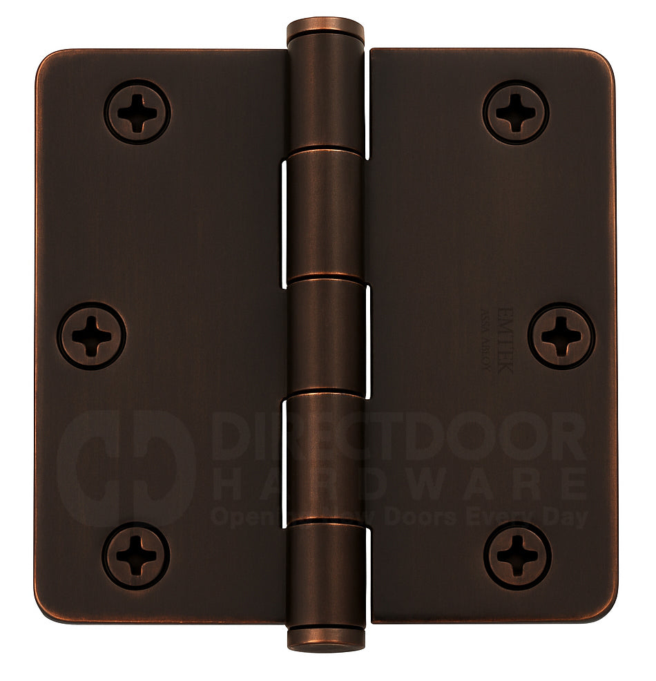 Emtek 3.5 x 3.5 Inch Residential Duty Door Hinges with 1/4 Radius Corner in Oil Rubbed Bronze