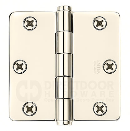 Emtek 3.5 Inch Residential Duty Door Hinges with 1/4 Inch Round Corners  (pair)