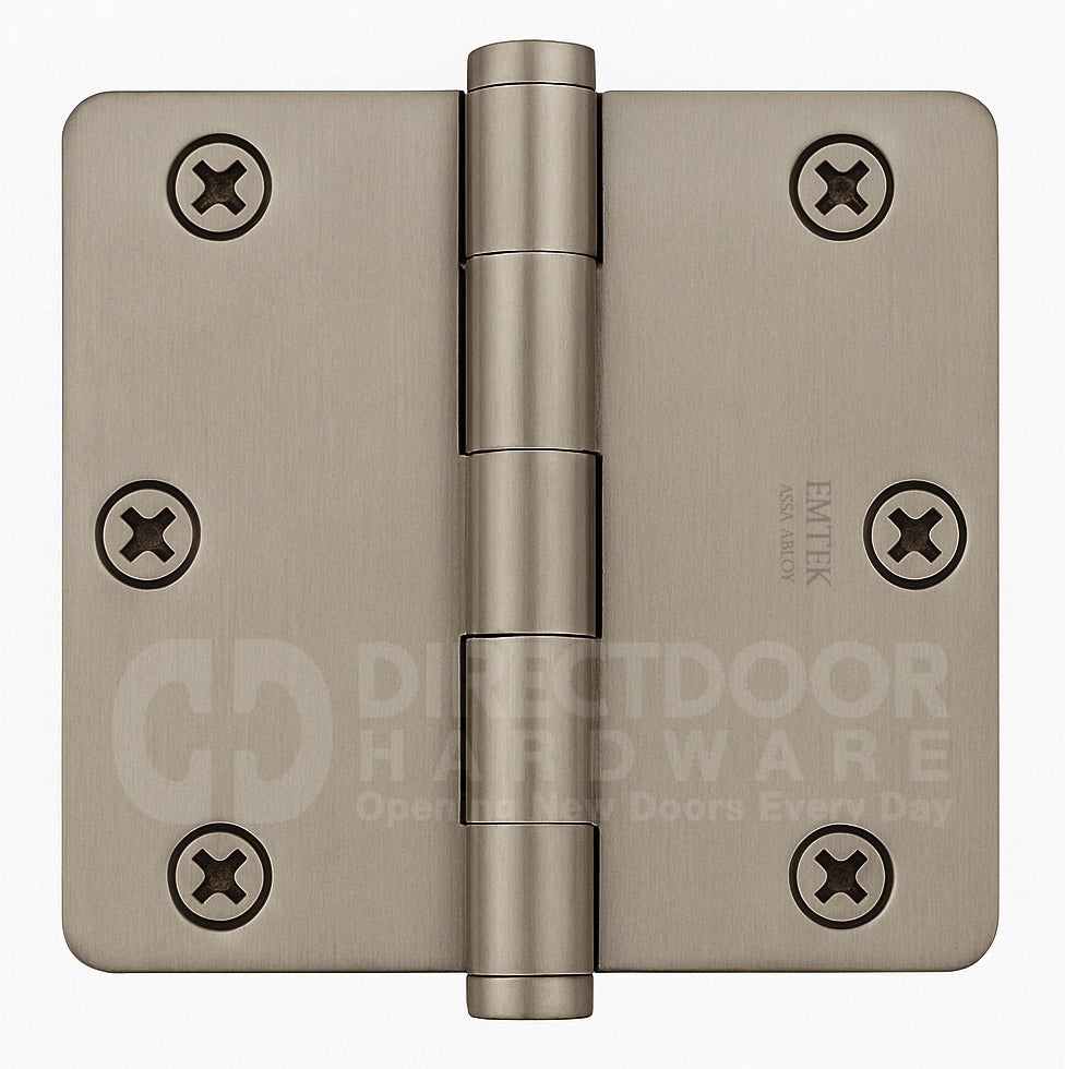 Emtek 3.5 x 3.5 Inch Residential Duty Door Hinges with 1/4 Radius Corner in Pewter