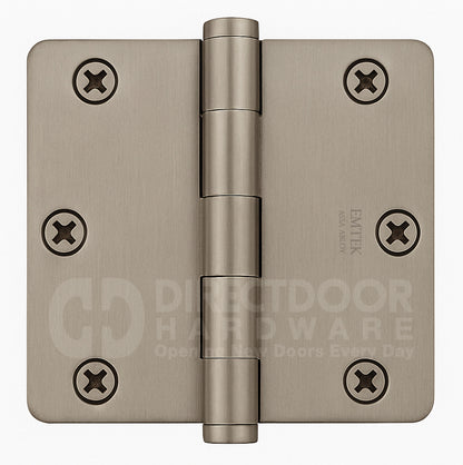 Emtek 3.5 x 3.5 Inch Residential Duty Door Hinges with 1/4 Radius Corner in Pewter