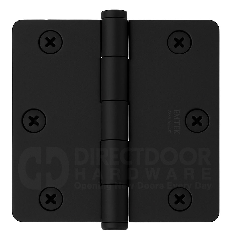 Emtek 3.5 x 3.5 Inch Residential Duty Door Hinges with 1/4 Radius Corner in Flat Black