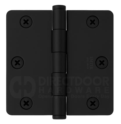 Emtek 3.5 x 3.5 Inch Residential Duty Door Hinges with 1/4 Radius Corner in Flat Black