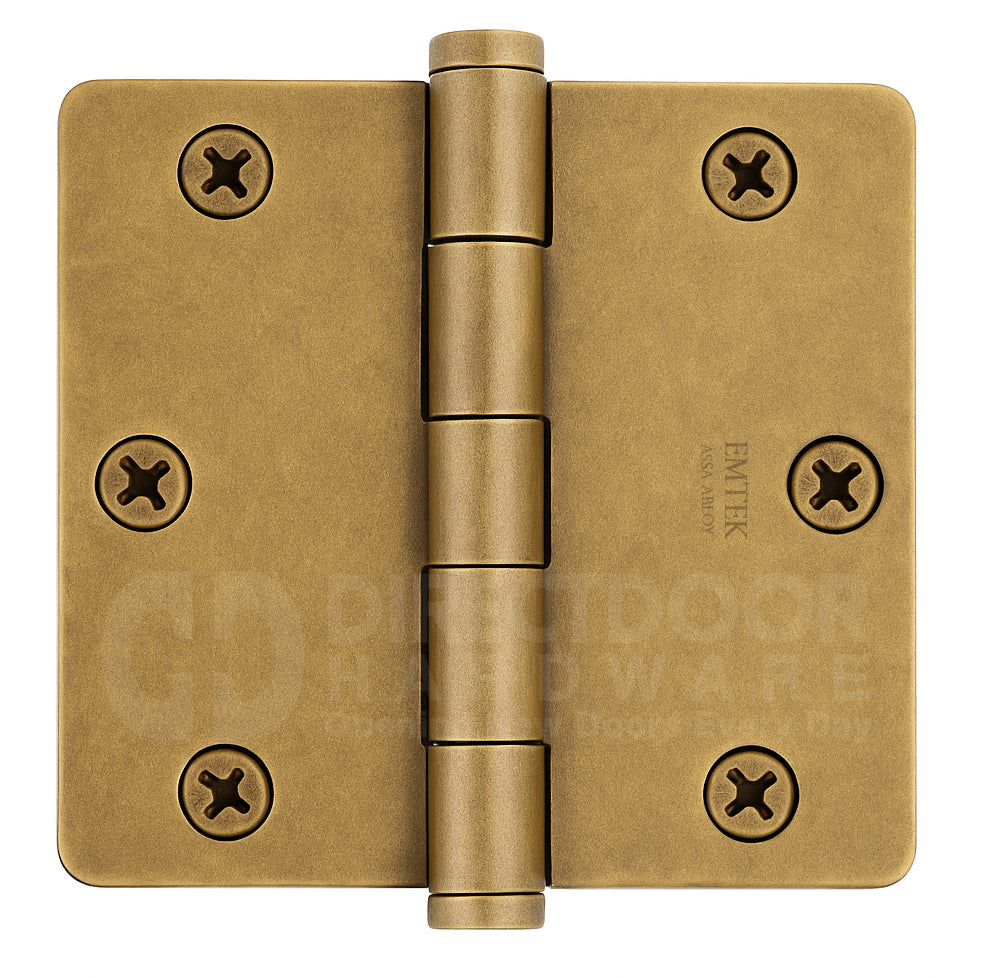 Emtek 3.5 x 3.5 Inch Residential Duty Door Hinges with 1/4 Radius Corner in French Antique