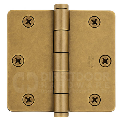 Emtek 3.5 x 3.5 Inch Residential Duty Door Hinges with 1/4 Radius Corner in French Antique