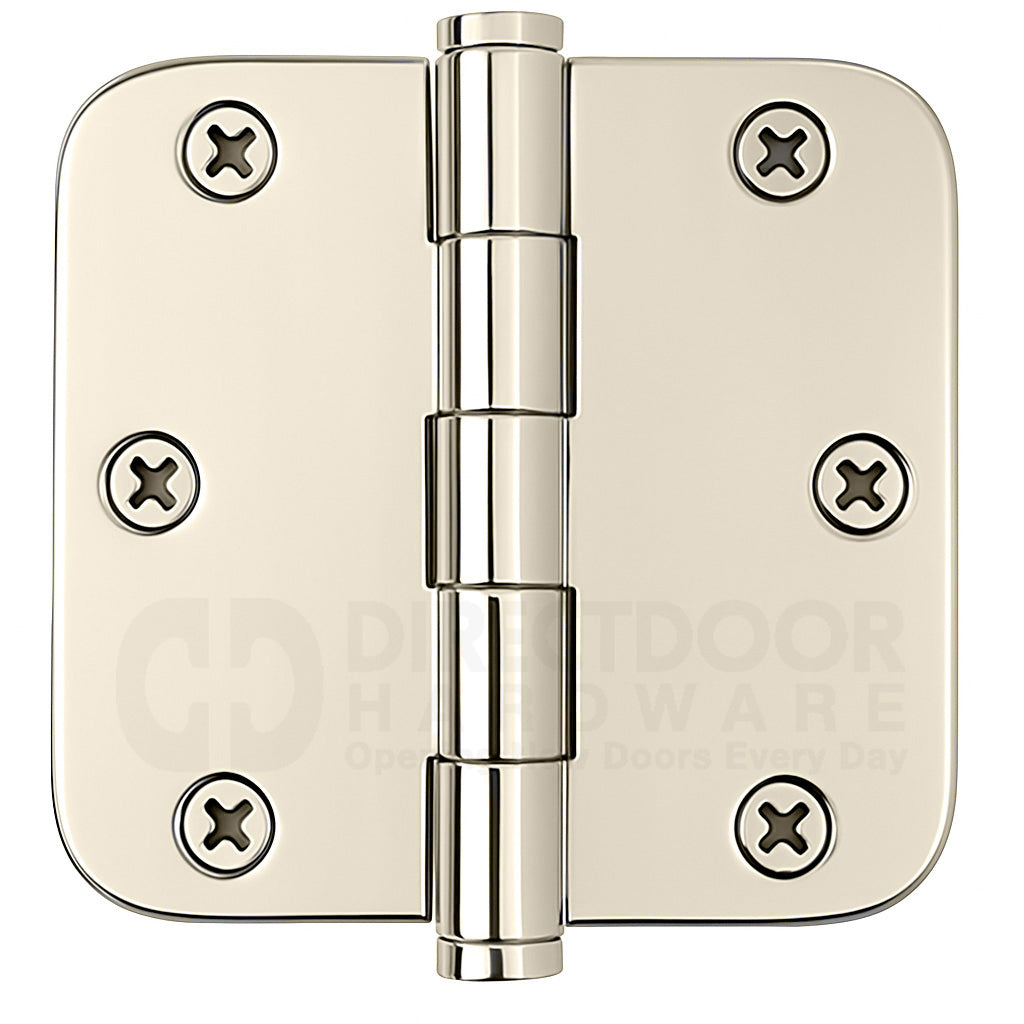 Emtek 91033 3.5 x 3.5 Door Hinge with 5/8 Inch Radius Corner in Polished Nickel