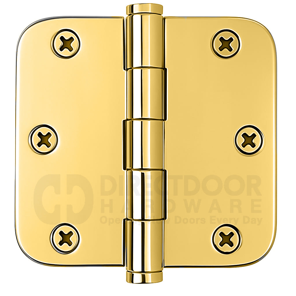 Emtek 91033 3.5 x 3.5 Door Hinge with 5/8 Inch Radius Corner in Polished Brass