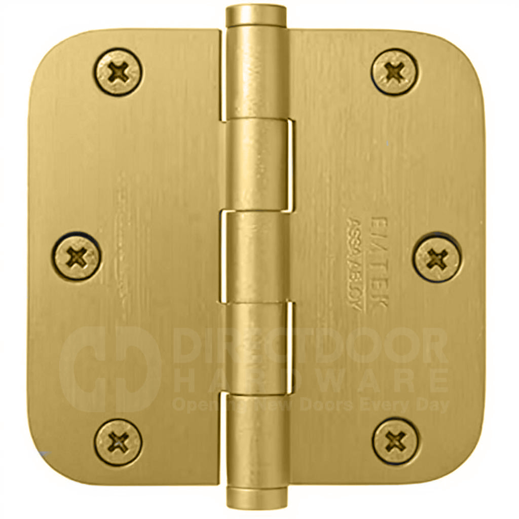 Emtek 91033 3.5 x 3.5 Door Hinge with 5/8 Inch Radius Corner in Satin Brass