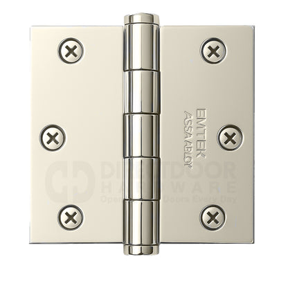 Emtek 3.5 Inch Solid Brass Hinge with Square Corners in Polished Nickel
