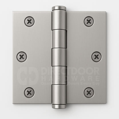Emtek 3.5 Inch Solid Brass Hinge with Square Corners in Satin Nickel