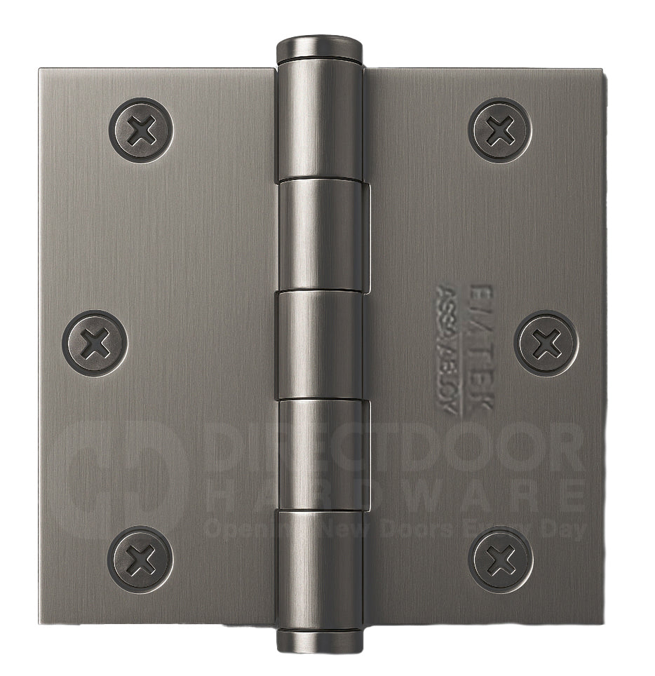 Emtek 3.5 Inch Solid Brass Hinge with Square Corners in Pewter