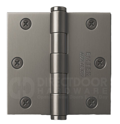 Emtek 3.5 Inch Solid Brass Hinge with Square Corners in Pewter