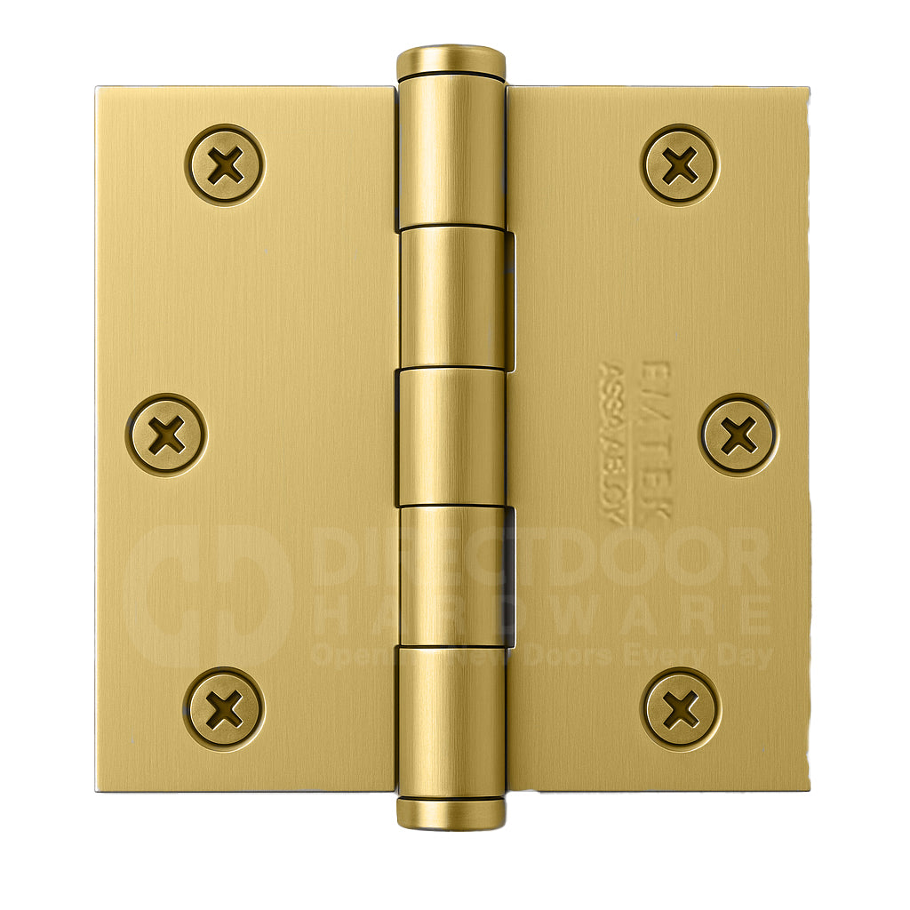 Emtek 3.5 Inch Solid Brass Hinge with Square Corners in Satin Brass