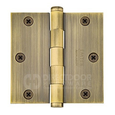 Emtek 3.5 Inch Solid Brass Hinge with Square Corners in French Antique