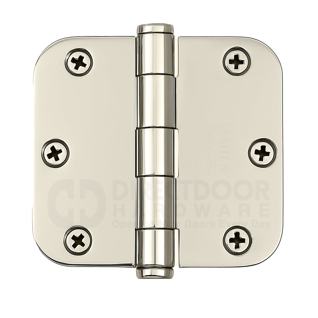 Emtek 3.5 x 3.5 Door Hinge with 5/8 Radius Corners in Polished Nickel
