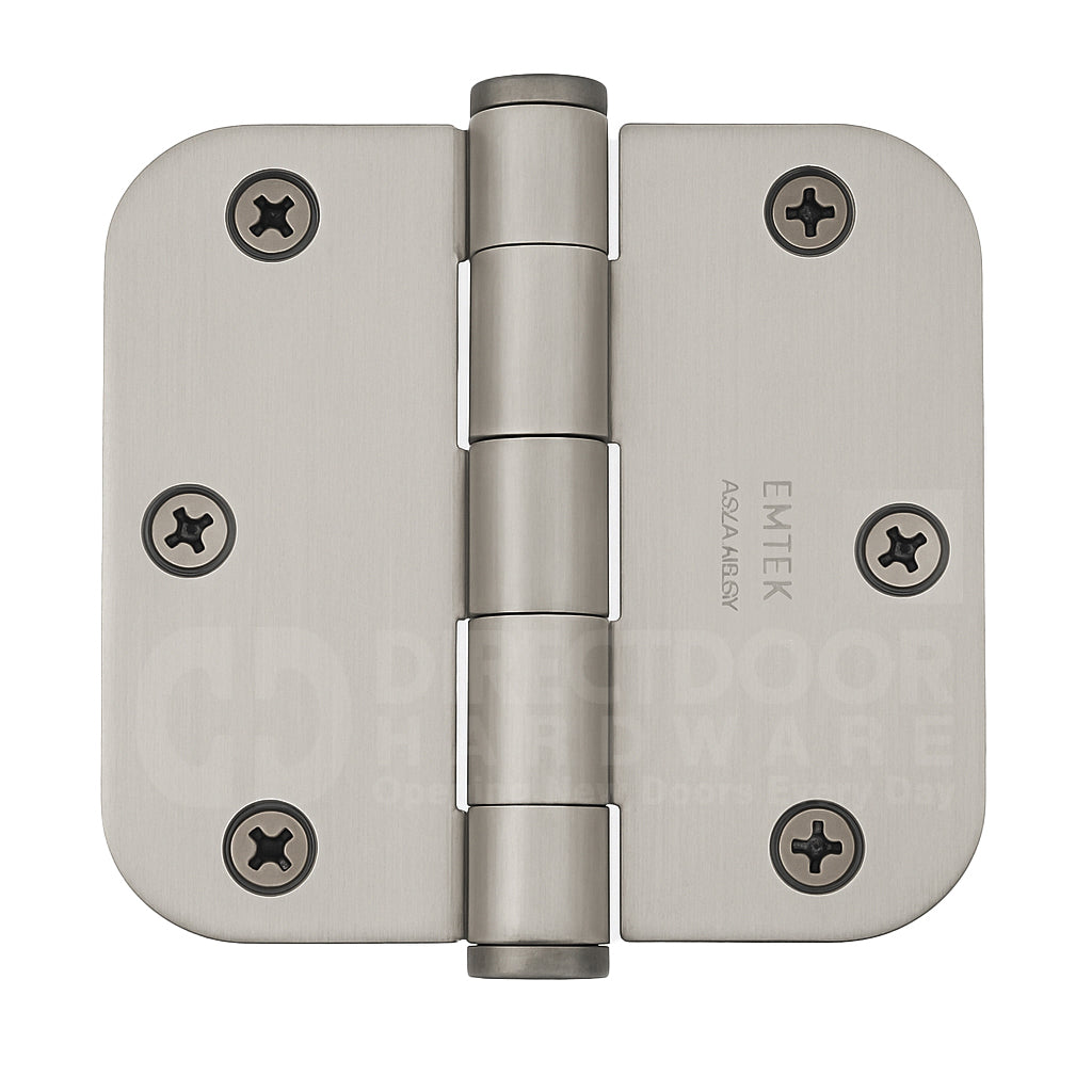 Emtek 3.5 x 3.5 Door Hinge with 5/8 Radius Corners in Satin Nickel