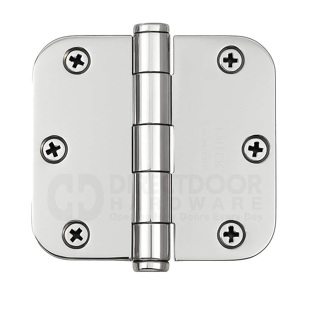 Emtek 3.5 x 3.5 Door Hinge with 5/8 Radius Corners in Polished Chrome