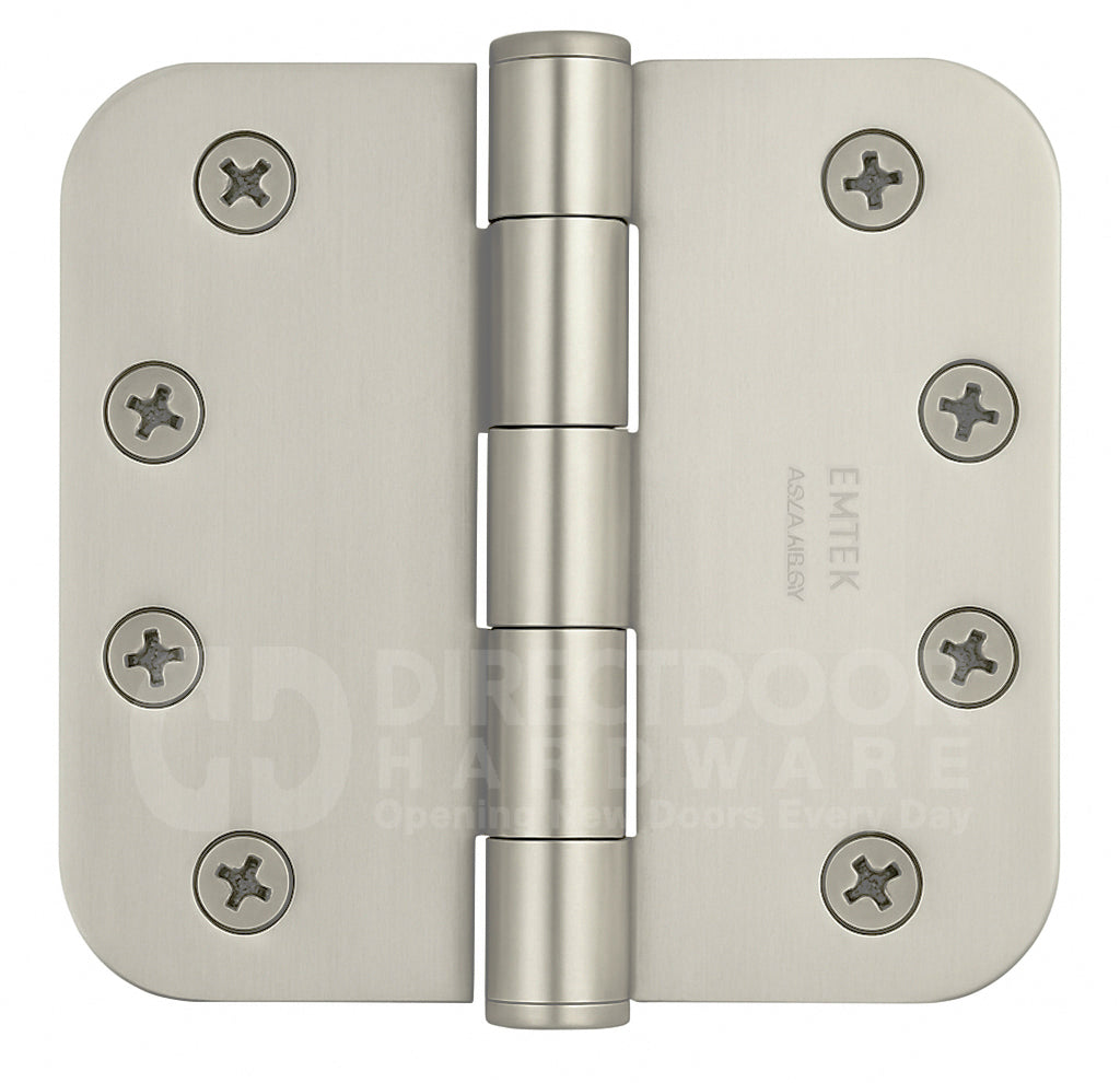 Emtek 4 Inch Residential Duty Door Hinges 5/8 inch Round Corners in Satin Nickel