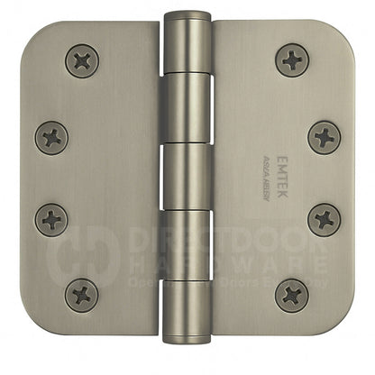 Emtek 4 Inch Residential Duty Door Hinges 5/8 inch Round Corners in Pewter