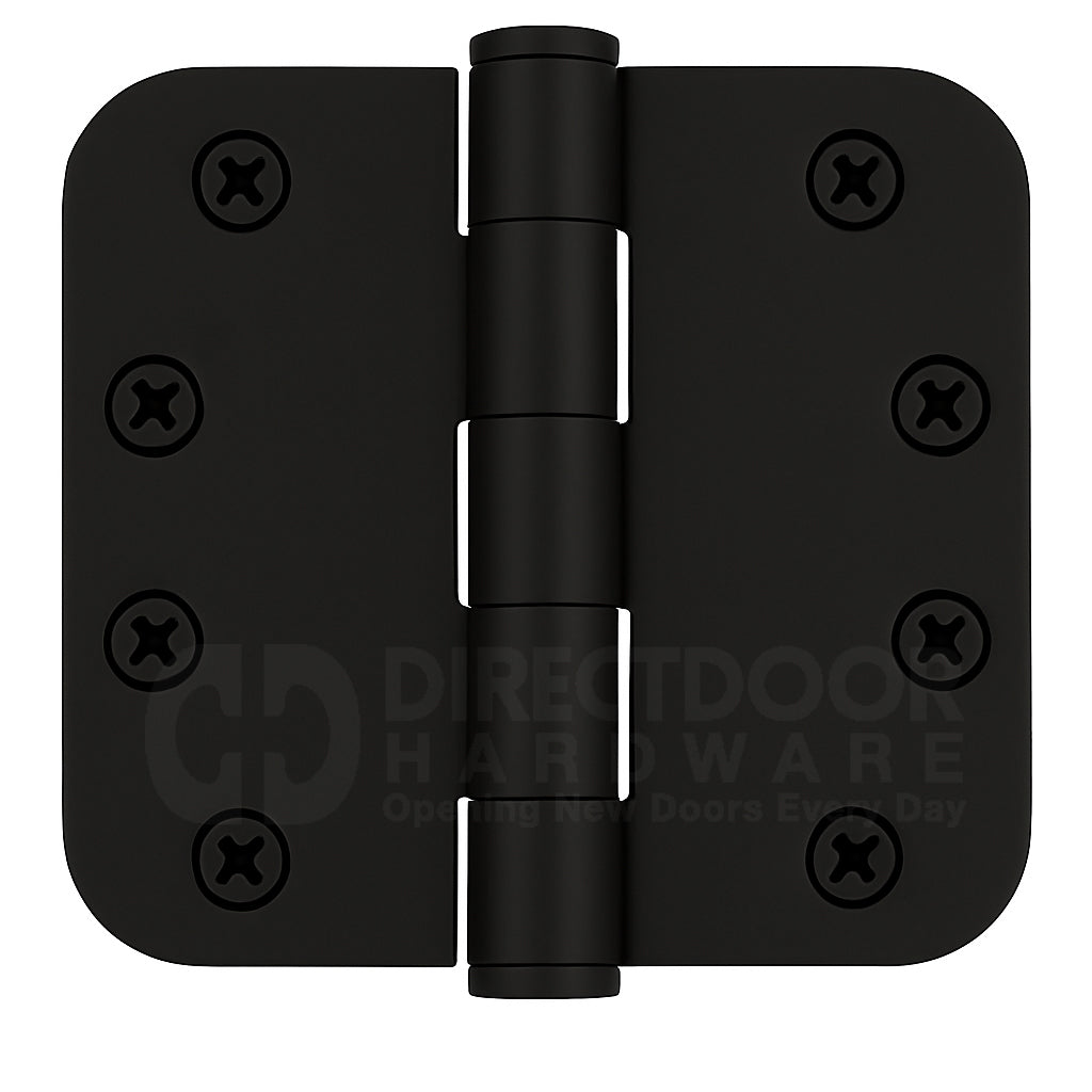 Emtek 4 Inch Residential Duty Door Hinges 5/8 inch Round Corners in Flat Black