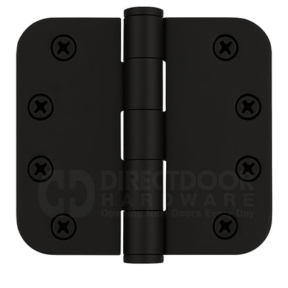 Emtek 4 Inch Residential Duty Door Hinges 5/8 inch Round Corners in Flat Black