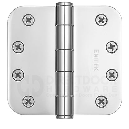 Emtek 4 Inch Residential Duty Door Hinges 5/8 inch Round Corners in Polished Chrome