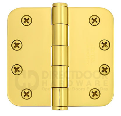 Emtek 4 Inch Residential Duty Door Hinges 5/8 inch Round Corners Polished Brass