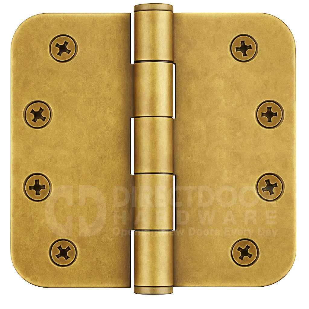 Emtek 4 Inch Residential Duty Door Hinges 5/8 inch Round Corners French Antique