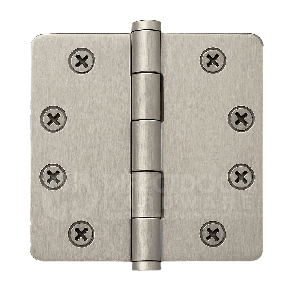 Emtek 4 Inch Heavy Duty Door Hinges With 1/4 Inch Round Corners in Satin Nickel