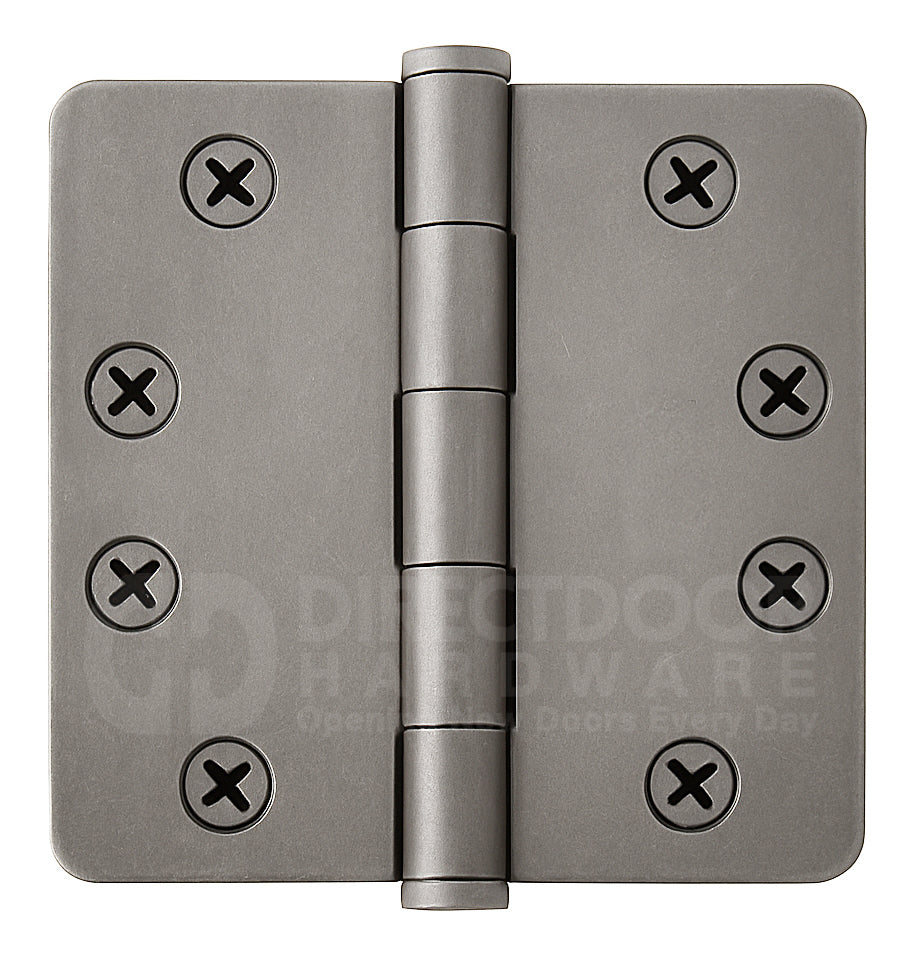 Emtek 4 Inch Heavy Duty Door Hinges With 1/4 Inch Round Corners in Pewter