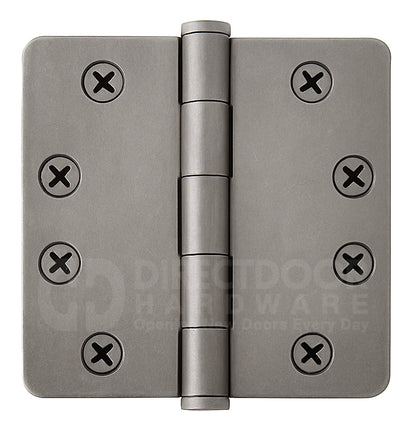 Emtek 4 Inch Heavy Duty Door Hinges With 1/4 Inch Round Corners in Pewter