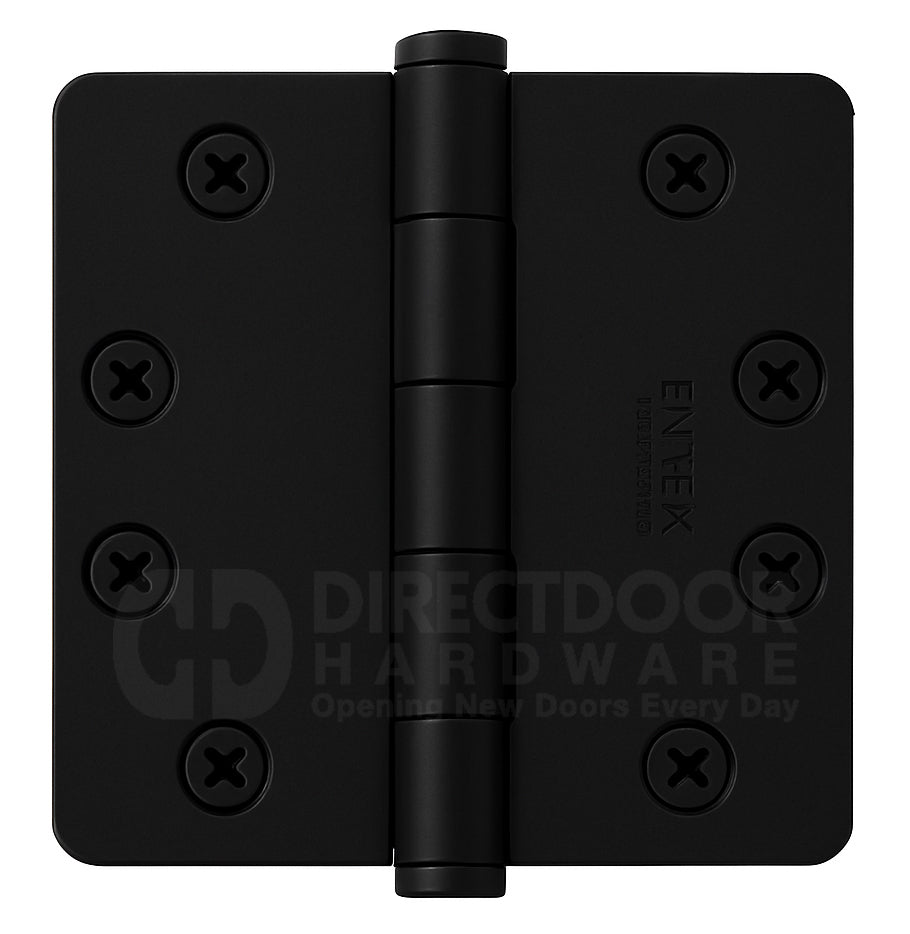 Emtek 4 Inch Heavy Duty Door Hinges With 1/4 Inch Round Corners in Flat Black