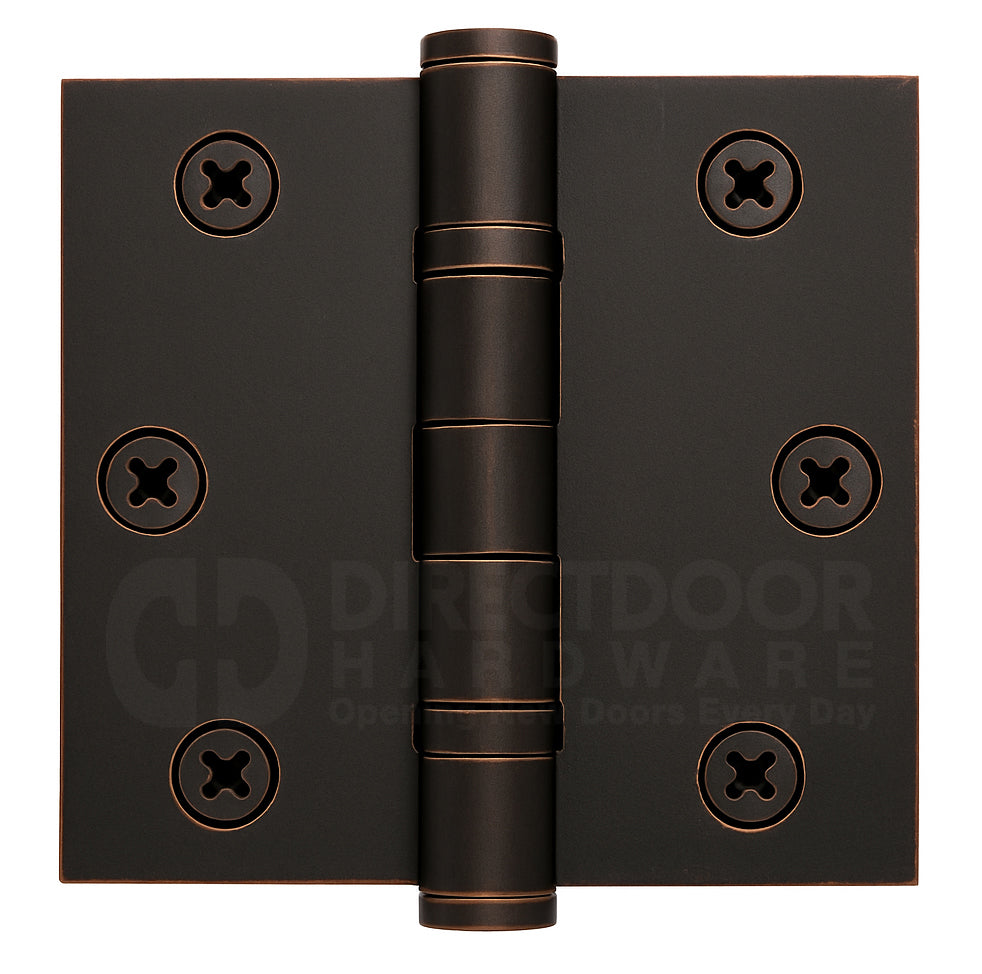 Emtek 3.5 Inch Ball Bearing Door Hinges With Square Corners in Oil Rubbed Bronze