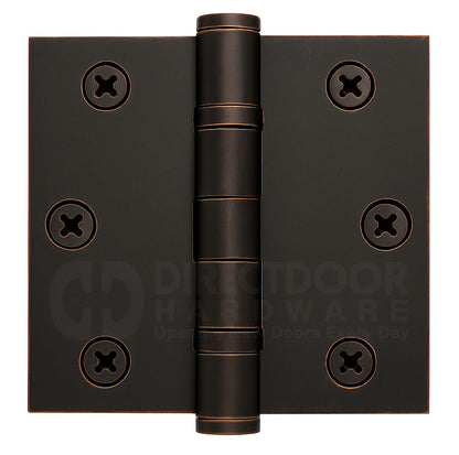 Emtek 3.5 Inch Ball Bearing Door Hinges With Square Corners in Oil Rubbed Bronze