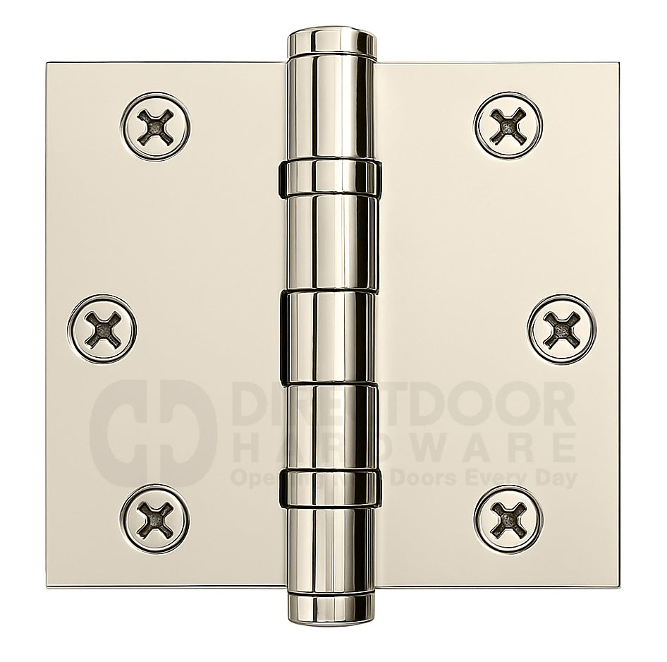 Emtek 3.5 Inch Ball Bearing Door Hinges With Square Corners in Polished Nickel