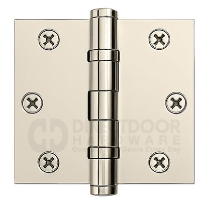 Emtek 3.5 Inch Ball Bearing Door Hinges With Square Corners in Polished Nickel