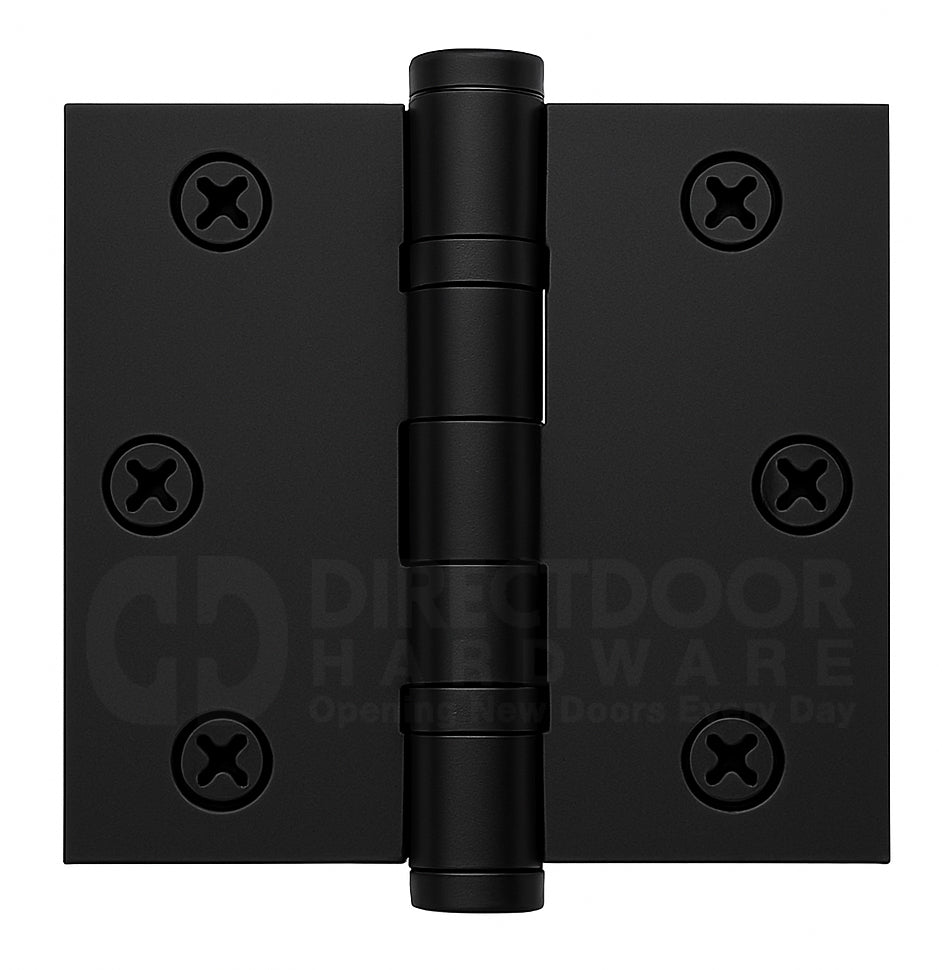 Emtek 3.5 Inch Ball Bearing Door Hinges With Square Corners in Flat Black