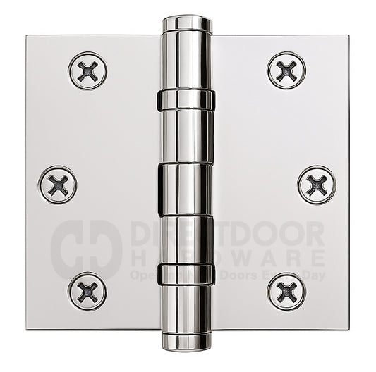 Emtek 3.5 Inch Ball Bearing Door Hinges With Square Corners in Polished Chrome