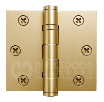 Emtek 3.5 Inch Ball Bearing Door Hinges With Square Corners in Satin Brass