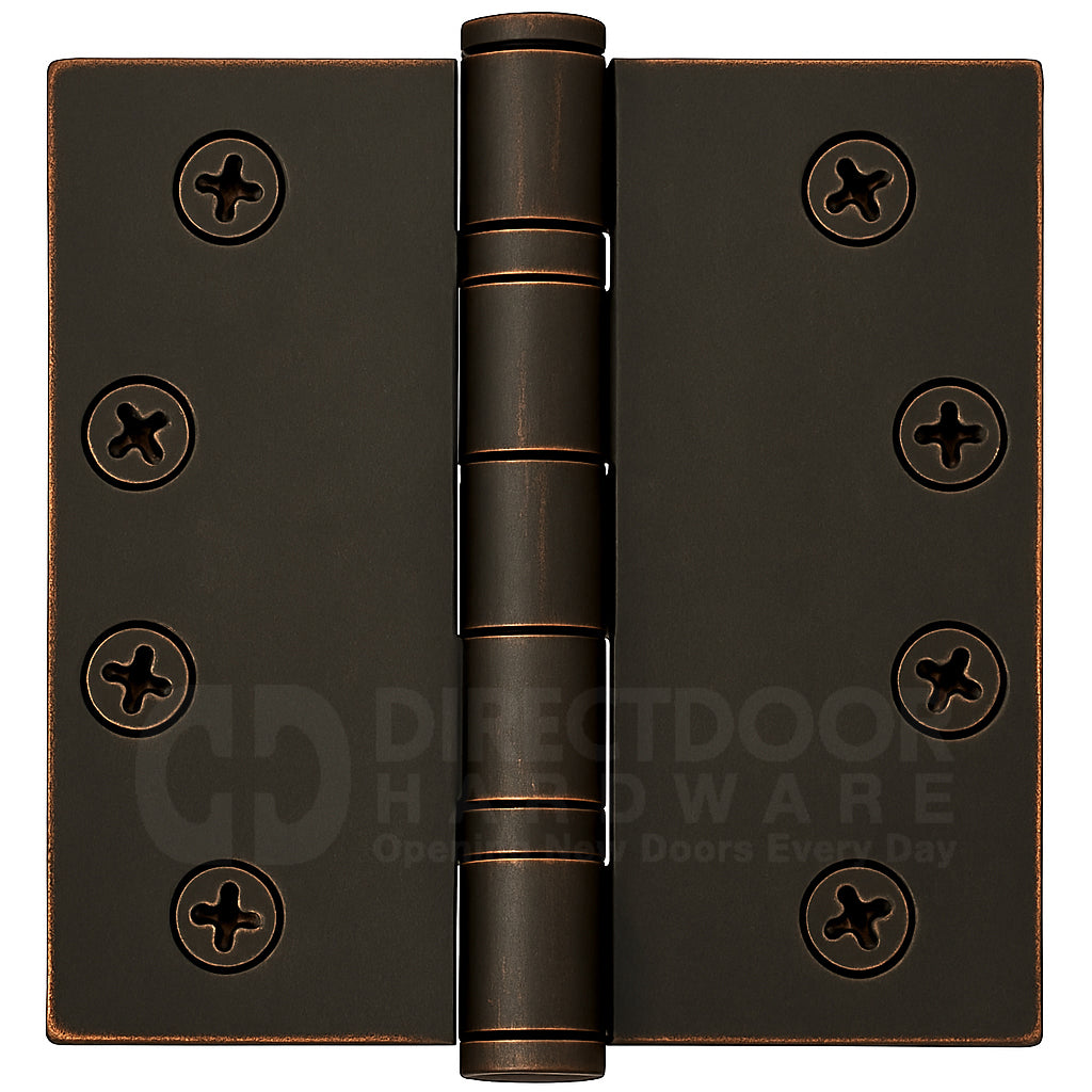 Emtek 4 Inch Ball Bearing Door Hinges With Square Corners in Oil Rubbed Bronze