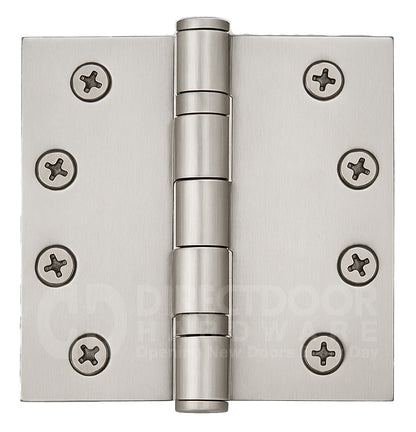 Emtek 4 Inch Ball Bearing Door Hinges With Square Corners in Satin Nickel