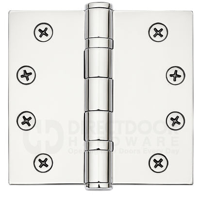 Emtek 4 Inch Ball Bearing Door Hinges With Square Corners in Polished Chrome