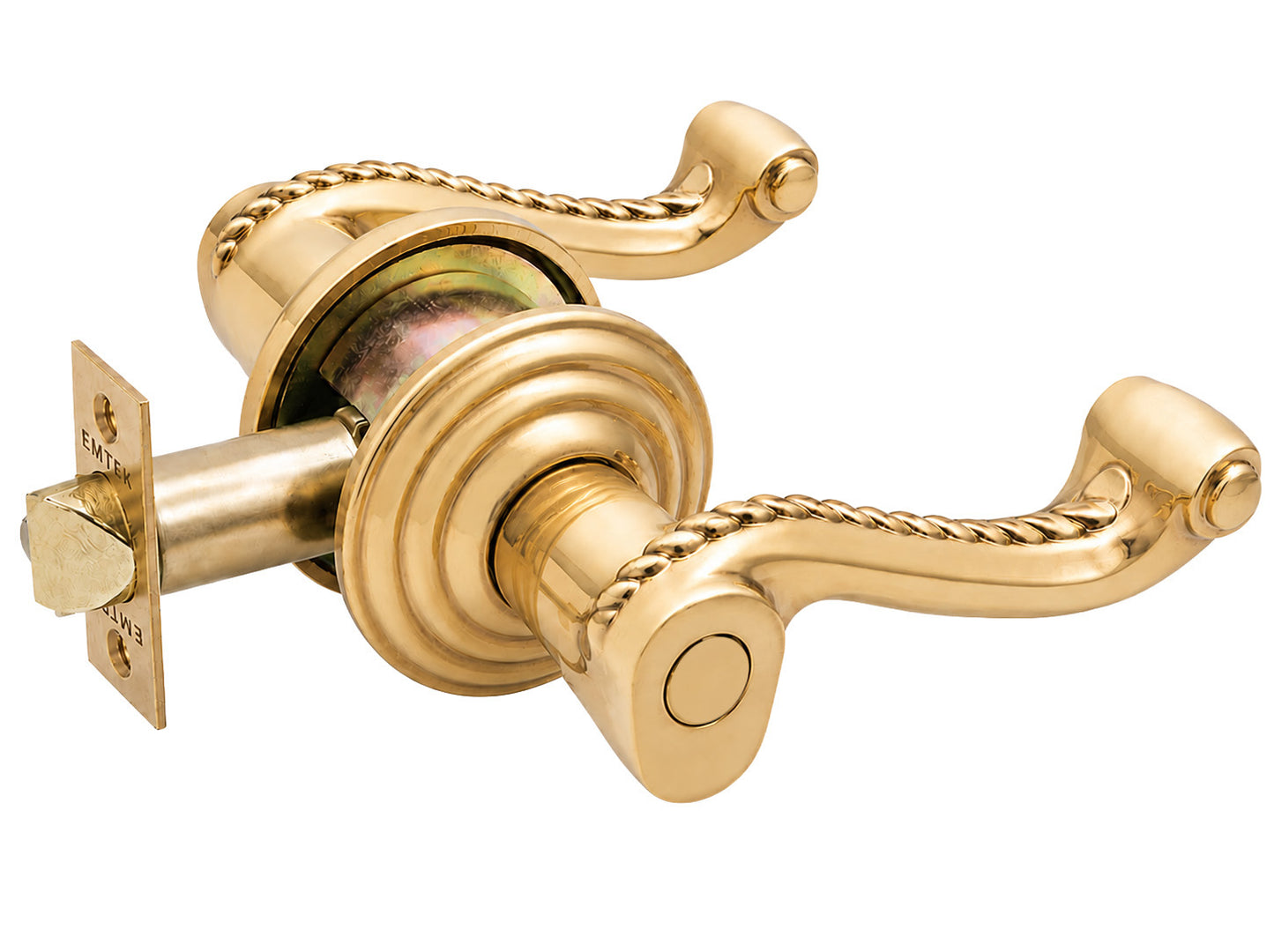 Emtek Rope Key in Dummy Lever with Regular Rosette shown in French antique brass.