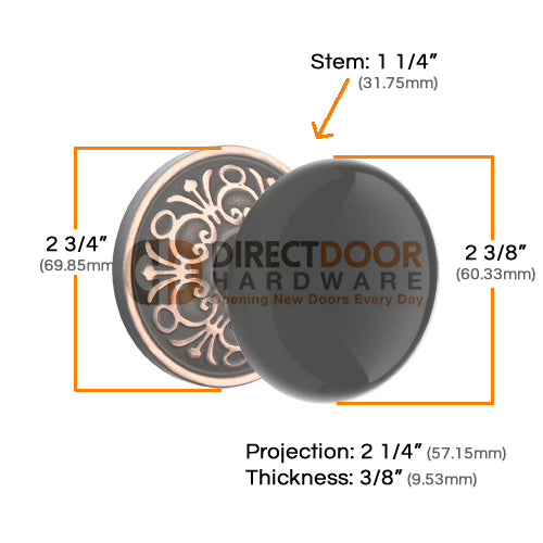 Emtek Ebony Knob Porcelain with Lancaster Rosette