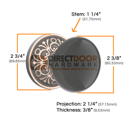 Emtek Ebony Knob Porcelain with Lancaster Rosette