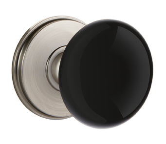 Emtek Ebony Porcelain Knob with Watford Rosette Pewter